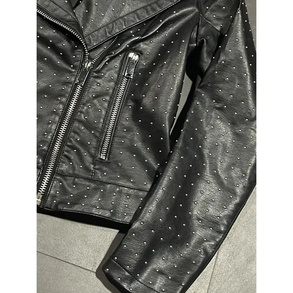 Women's New York & Company Black Faux Leather‎ Jacket Size Small 200 - Image 3