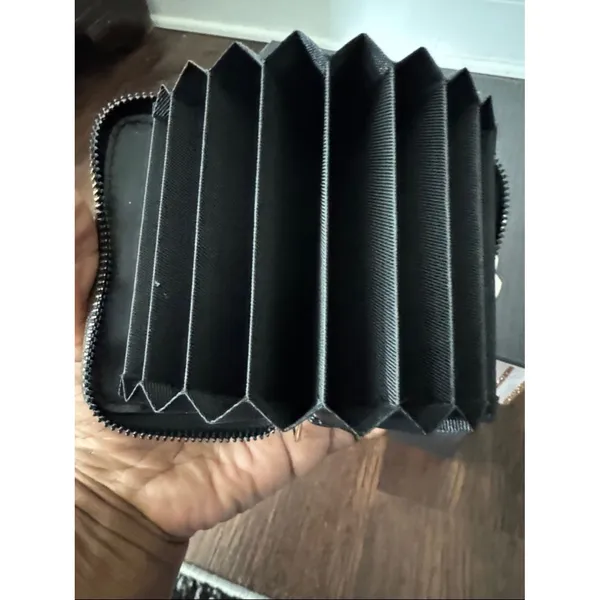 Black Women's Zip Wallet with Gold Medallion - Image 3