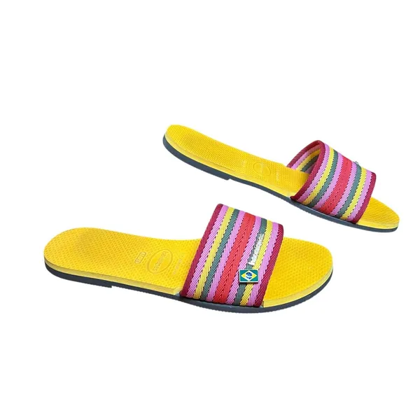 Havaianas Sandals Women's Sz 7.5 Multicolor Striped Slide Cruise Resort Poolside - Image 11