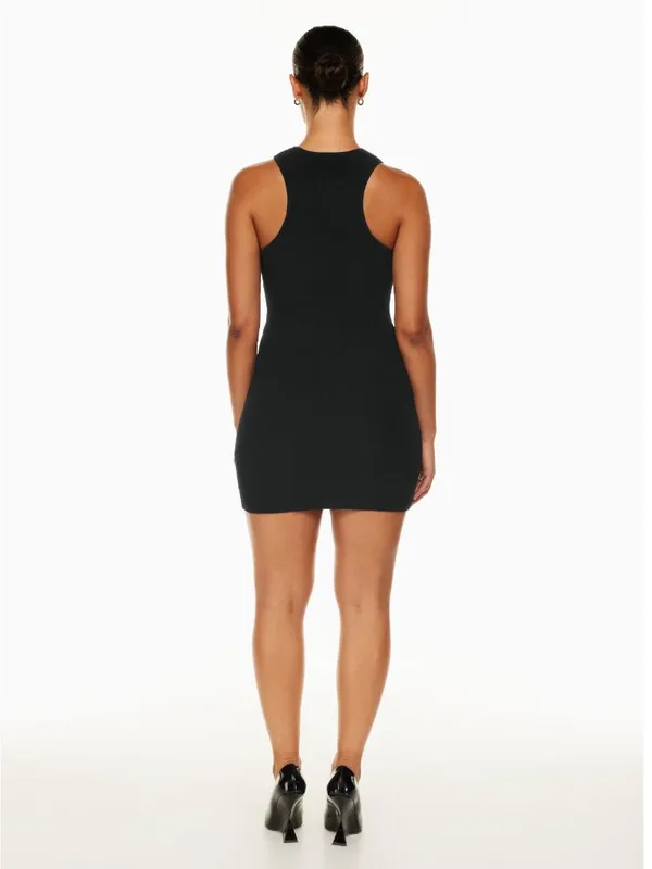 NEW Aritzia Babaton Sculpt Knit Racer Mini Dress Black Ribbed Bodycon Womens S - Image 3