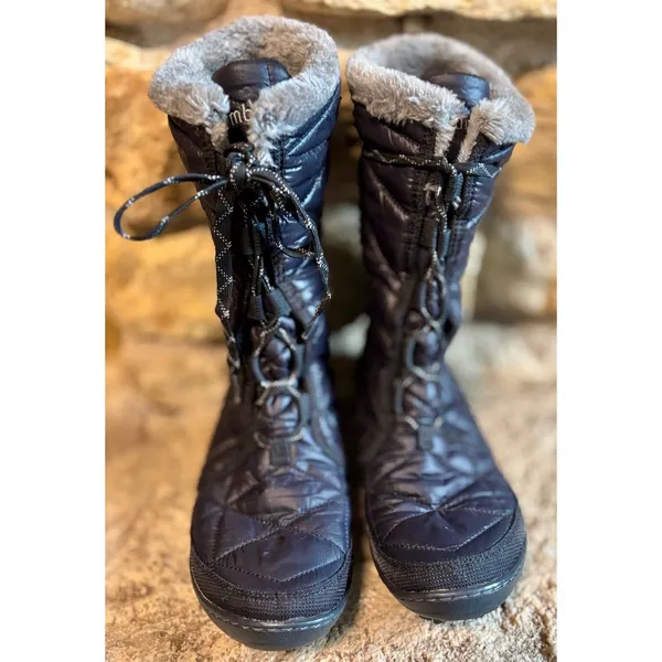 Columbia Powder Summit II Black Gray Down Faux Fur Waterproof Winter Boots 8.5 - Image 2
