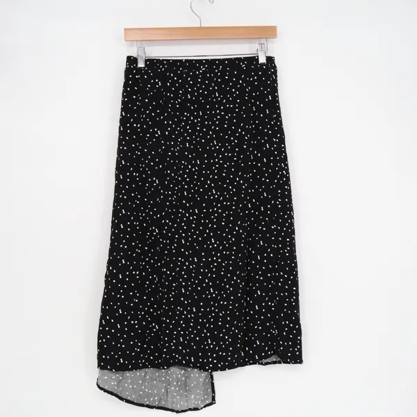 Urban Romantics Wrap Skirt Womens L Black Polka Dot Asymmetrical Hem Tie Waist - Image 4
