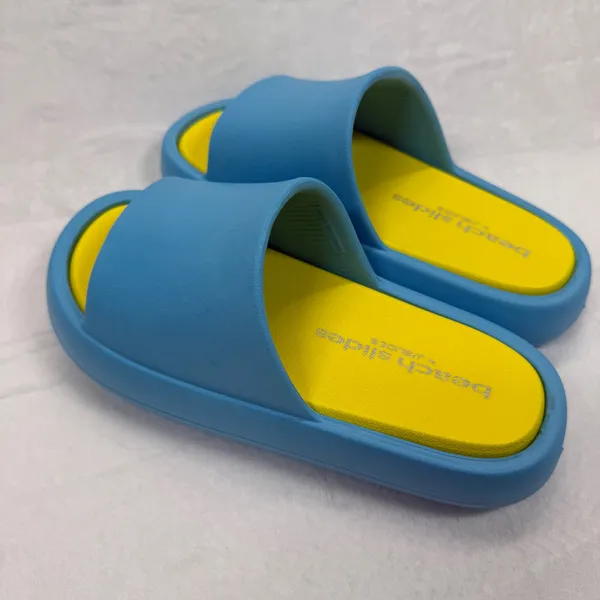 J/Slides Beach Slides Sandals Turquoise Yellow Squish Slides Size 7‎ - Image 8