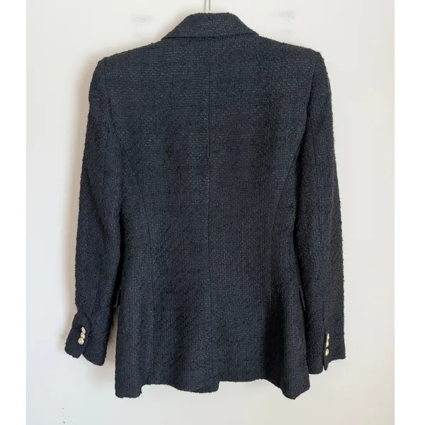 Zara Tweed Tailored Blazer Women Size S Black Double Breasted Gold Button NWT - Image 10