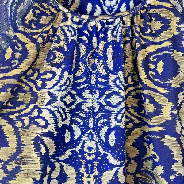 Chico's 2 large chicos Shirt Blue Aztec Bohemian sheer rhinestones festival - Image 3