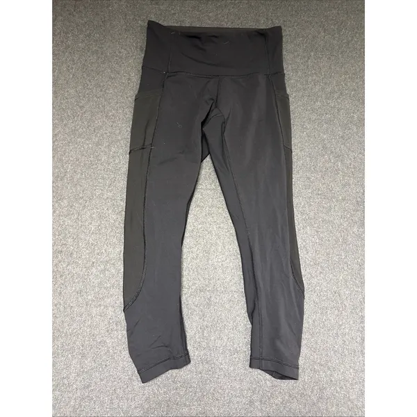 Lululemon Women's Black Mesh Panel Legging Tight In‎ Size 6 Side Pockets Crop - Image 6