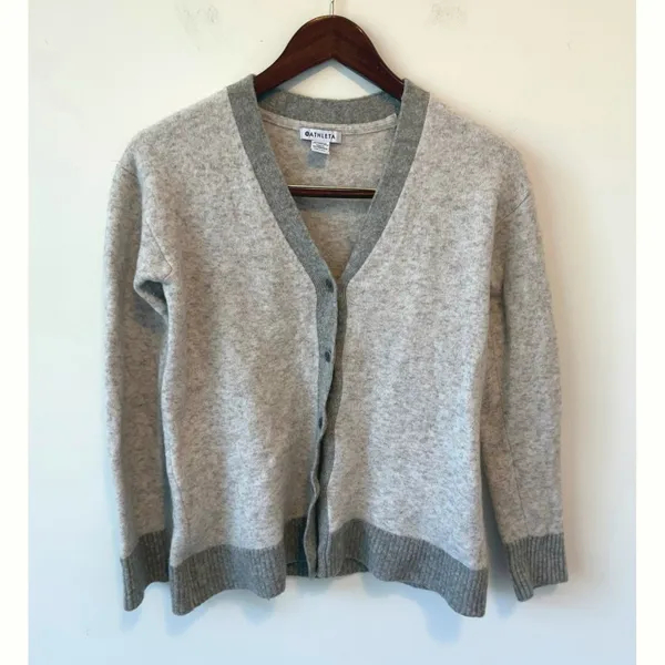 Athleta Women's Grey Westlake Merino Wool Blend Cardigan‎ Sweater Size Small - Image 2