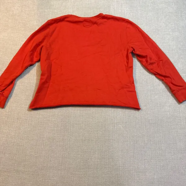 Vans Off The Wall Red Flame Logo Sweatshirt XL‎ Pullover Graphic Cropped Raw Hem - Image 2
