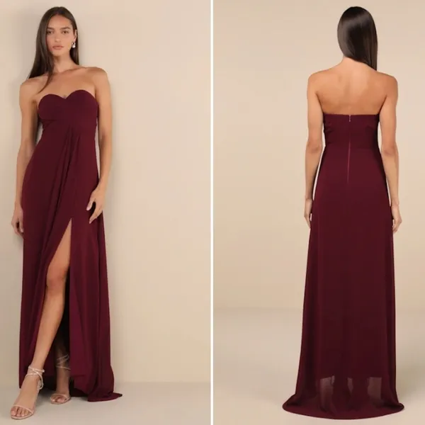 LULUS Elegant Prom Wedding Bridesmaid Sexy Flowy Romantic Strapless Maxi Dress - Image 3