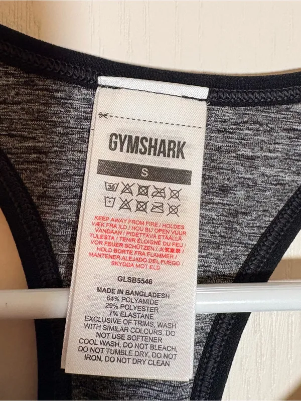 Gymshark Ombre Racerback Sports Bra Black Gray Size Small - Image 3