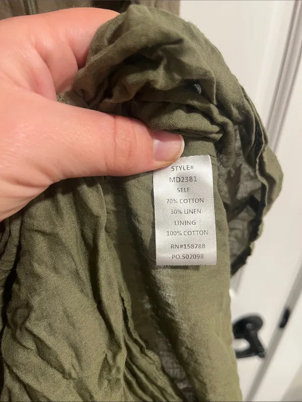 MABLE Cotton Open Front Twist Midi Dress In Olive Size Medium - Image 7