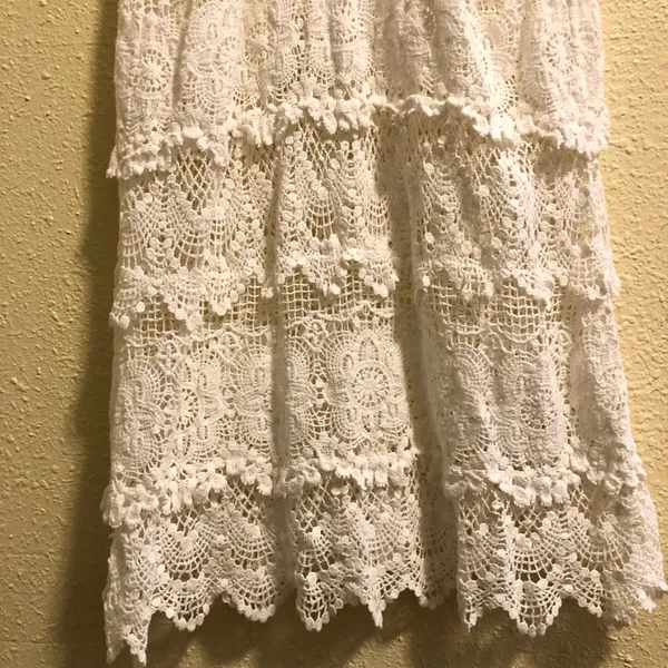 Boho Gypsy Beach Swim Cover Up White S - Image 8