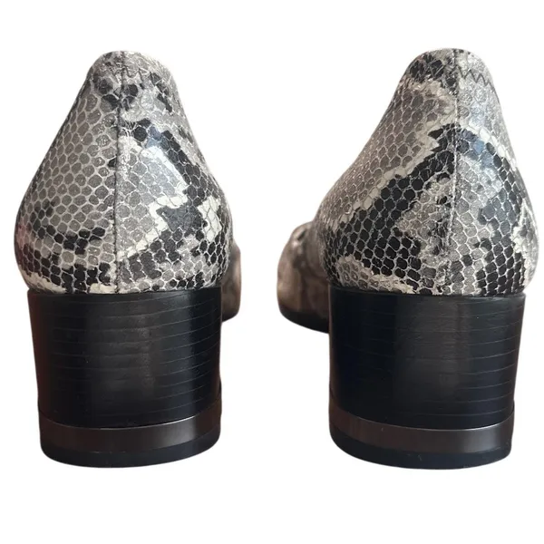 Tory Burch Claire Snake Embossed Python Block Heel Pumps Gray Black 8.5 - Image 5