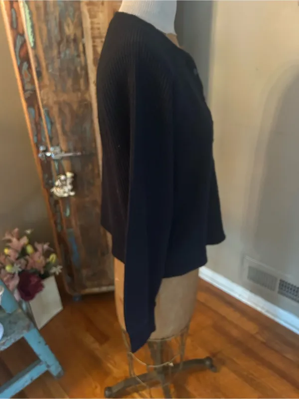 Old Navy Black Crewneck Long Sleeve Waffle Henley Tee | Size Medium - Image 2