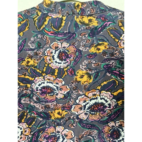 Free People Floral Bomber Jacket Balloon Sleeves Zip Front Boho Size Small - Image 10