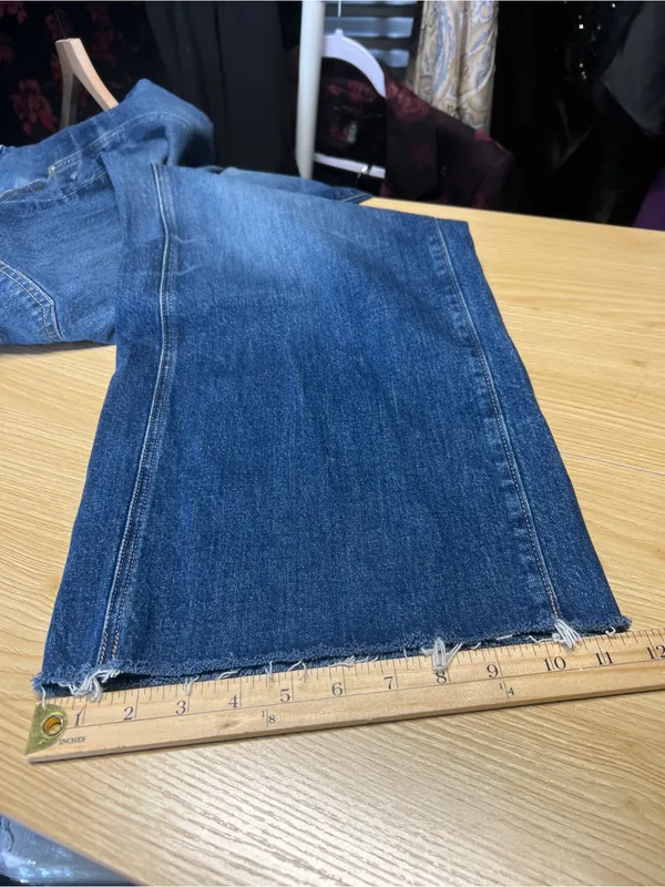 AG Saige Wide Leg Crop Watermist Paneled Jeans Size 33 - Image 14
