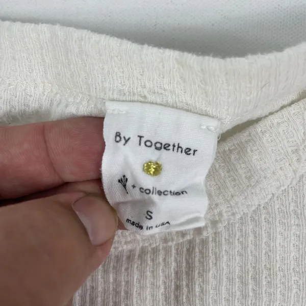 By Together‎ Shirt Womens Small White Balloon Sleeve Thermal Colorblock Boho - Image 2
