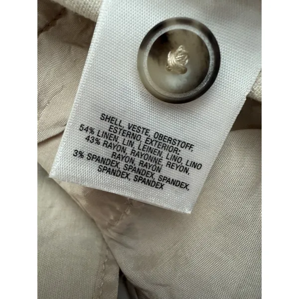 Anthropologie Women's 2 Linen Blend Wide Leg Sailor Pants Cream Side Buttons - Image 8