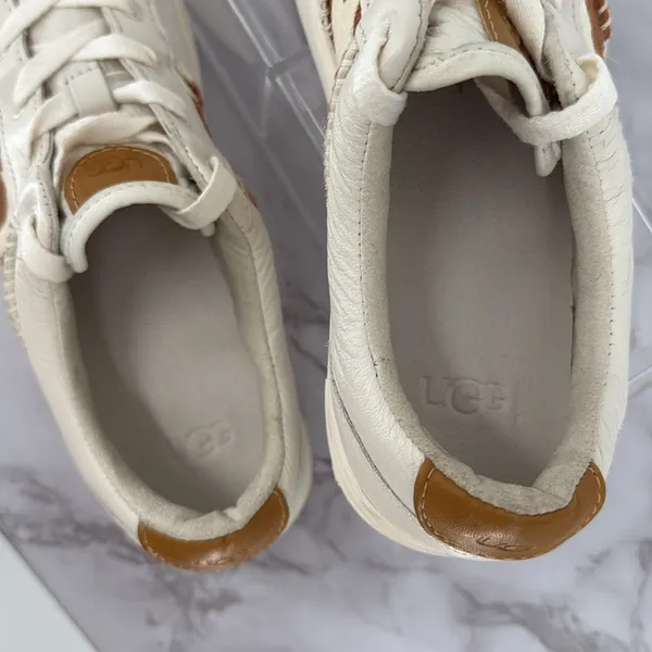 UGG Dinale Sneaker Lace Up‎ White Mesa Sand Cow Print Leather Casual Sz 8.5 US - Image 2