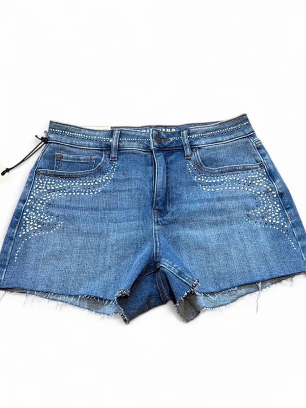 NWT Idyllwind Rhinestone High Rise Western Denim Shorts Size 6 - Image 3