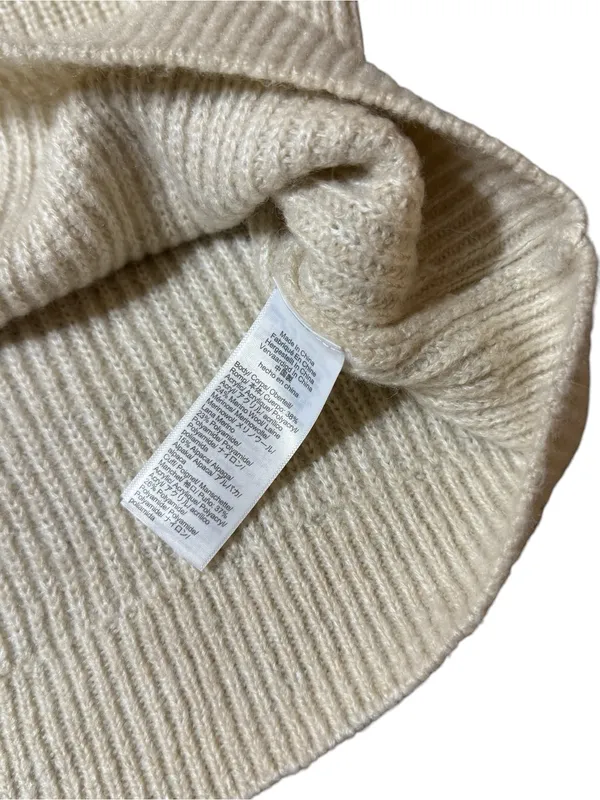 J. Crew XXL Beige Wool Blend Ribbed Turtleneck Puff Balloon Sleeve Sweater - Image 3