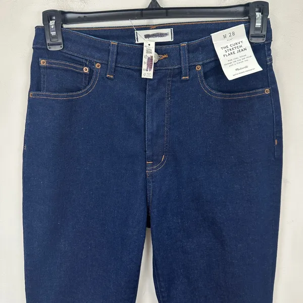 Madewell The Curvy Stretch Flare Jean Rinse Wash Dark Blue High Rise US 28 NWT - Image 8