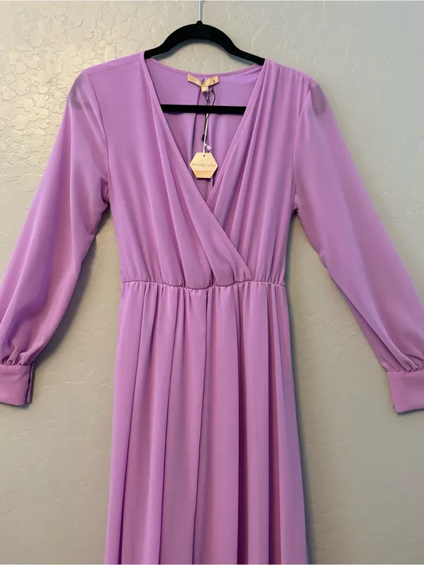Pinkblush Ricarica lavender maternity long sleeve maxi dress medium NEW - Image 2