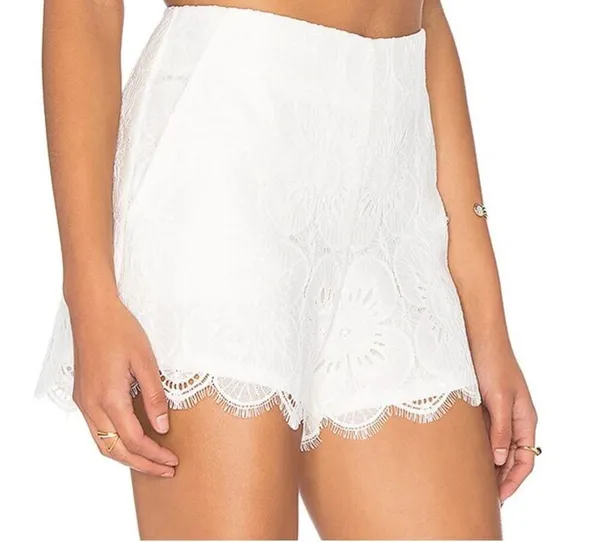 [Trina Turk] Cece White Lace Eyelet Scalloped Hem Mid Rise Shorts Bridal Size 4 - Image 12