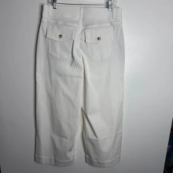 NWT‎ Spanx 1X Stretch Twill Cropped Pant Wide Leg Bright White Pull-On Casual - Image 3