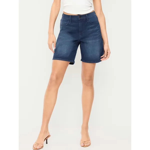 NWT Old Navy High-Waisted Wow Jean Shorts 7-inch inseam Dark Wash Blue US 2 - Image 3