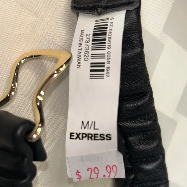 Express Black Elastic Belt with Gold Buckle - Image 4