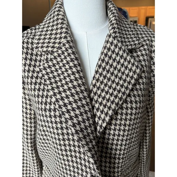 DAZY Women's Houndstooth Blazer Jacket Beige Brown Check Size S Small Preppy - Image 2