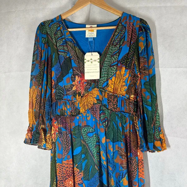 Anthropologie x Farm Rio Puff Sleeve Maxi Dress Size Small - Image 10