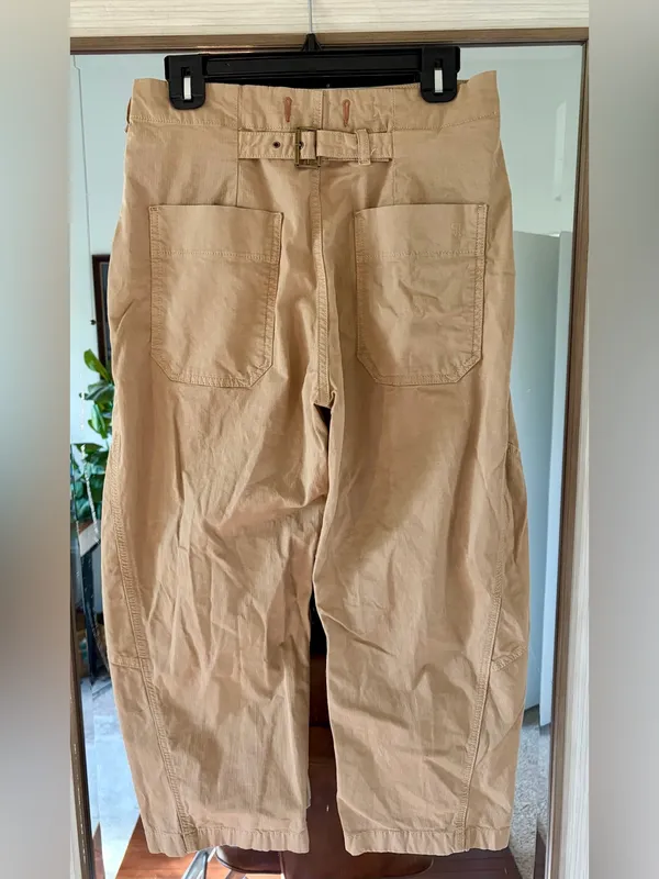 Pilcro The Arin Mid-Rise Button-Front Barrel Pants Linen Blend Edition size 29P - Image 3