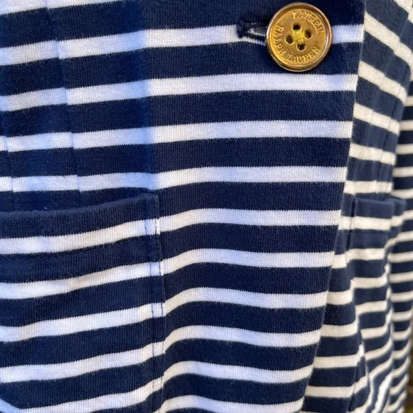 Ralph Lauren Blue and White Striped cotton Blazer preppy coastal nautical - Image 3
