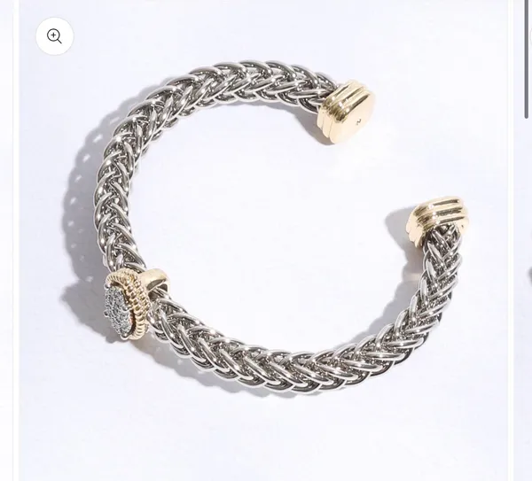 Two T Ponytail Eye Pave Bangle Bracelet Silver - Image 6