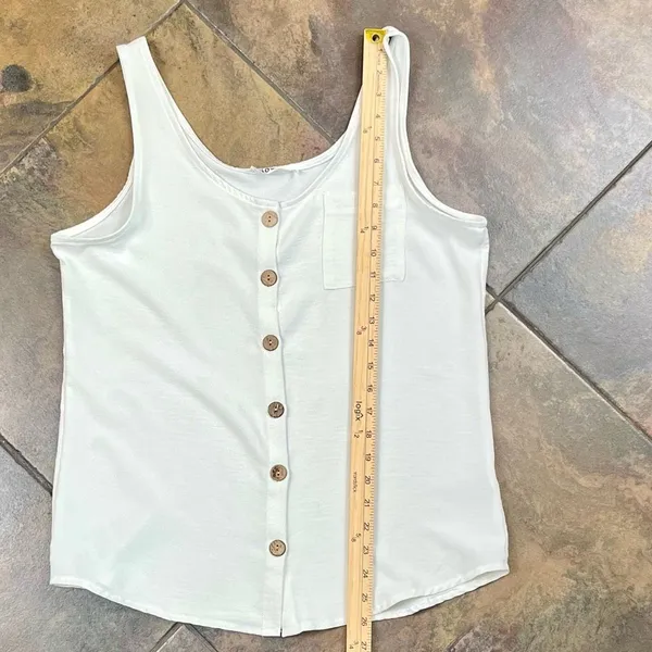 Diosun White Button Down Tank Top Medium - Image 5