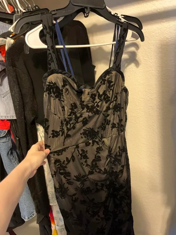 Gothic Dress with floral design Black - Image 2