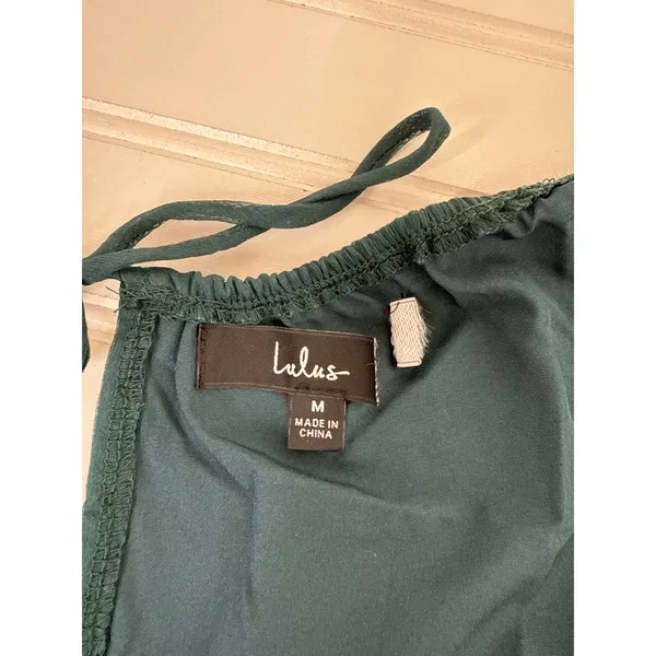NWOT Lulus Vivacious Arrival Emerald Chiffon Balloon Sleeve Mini Dress Size M - Image 6