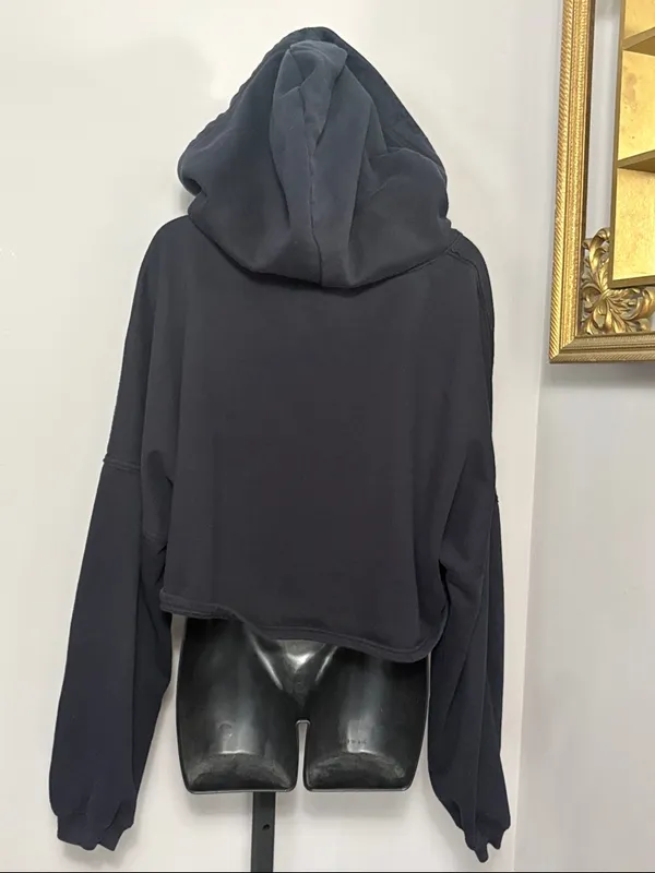 Salvage x Fenty 2X Black Essential Cropped Hoodie with Hood - Image 3