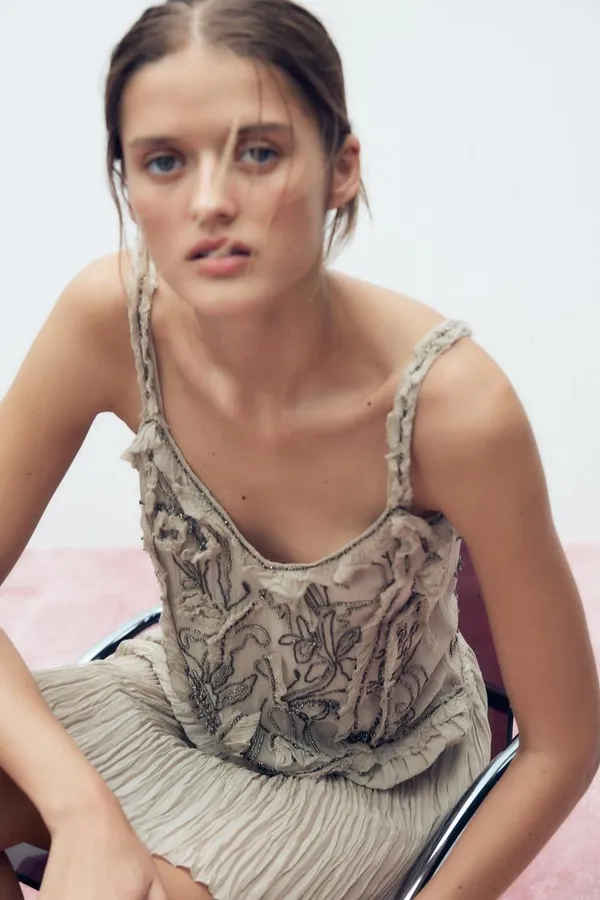 Zara Elegant Sheer Embroidered Dress lingerie limited collection boho style - Image 2