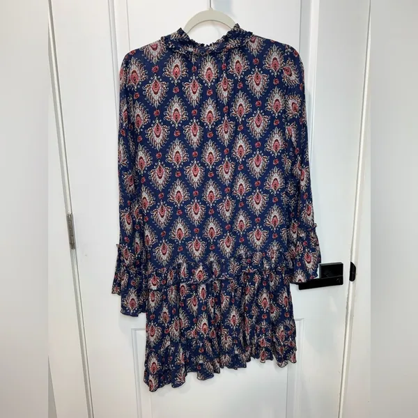 Anthropologie Uncle Frank Dress Ruffle Long Sleeve XS 100%rayon style 33350 USA - Image 6