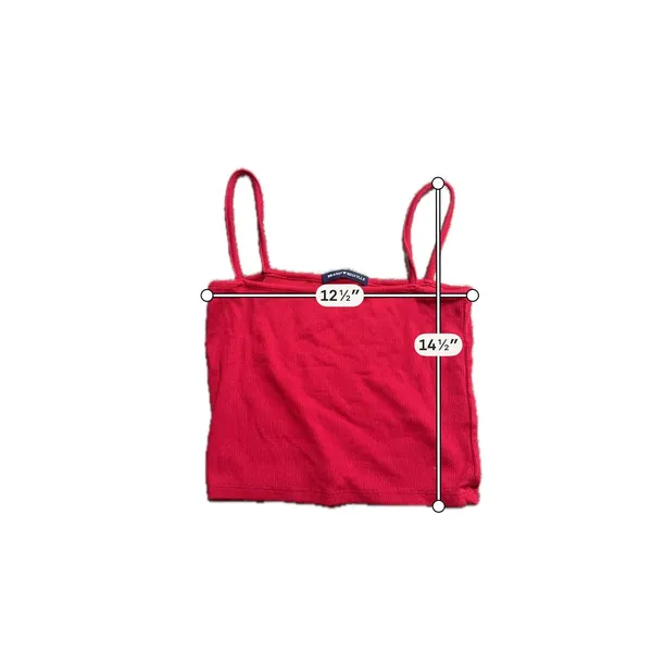 Brandy Melville Red Ribbed Tank Top Square Neck Spaghetti Strap Cropped Camisole - Image 3