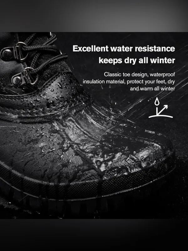 Women's Black Quilted Winter Lace-Up Boots with Knit Collar Size 6 - Image 6