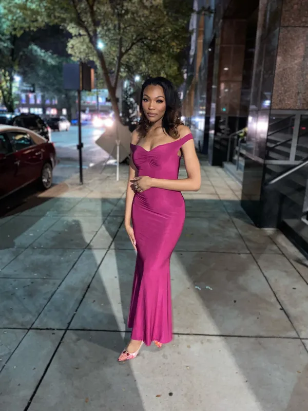 Fuchsia Club L London Mermaid Evening Dress - Image 2