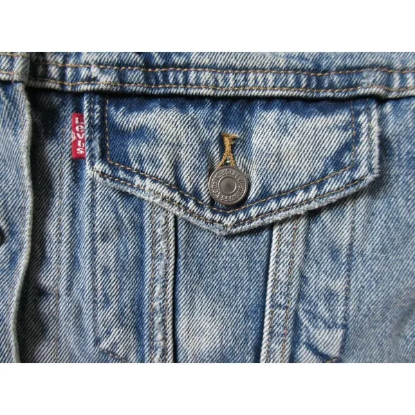 NWT Levi's Ex-Boyfriend Trucker Indigo Memory Embroidered Palm Tree Jacket S - Image 7