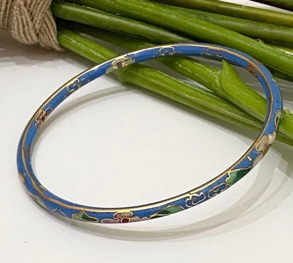 Vintage Cloisonné Skinny Bangle Bracelet - Image 9