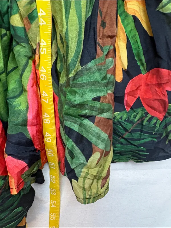 Farm Rio size medium mixed prints Tropical Yellow Floral Maxi Dress beaded - Image 7