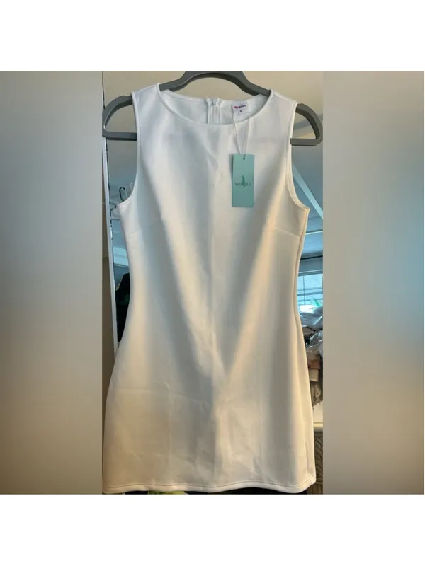 NEW White Classic A-Line Sleeveless Boat Neck Mini Dress Mini Dress M 8/10 - Image 4