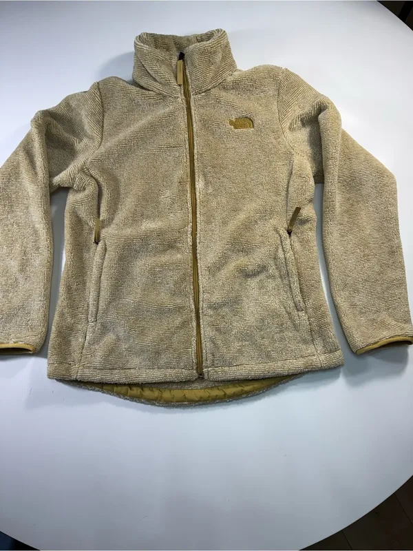 The North Face Women's Gold and Tan Teddy Fleece Jacket - Image 2